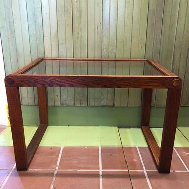 Mid Century Modern Side Table w/ Glass Top