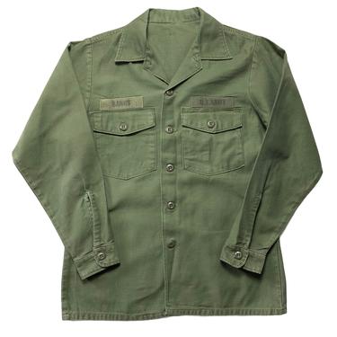 Vintage 1960s OG-107 US Army Utility Shirt ~ fits M ~ Vietnam War ~ Military Uniform ~ Patches / Named 