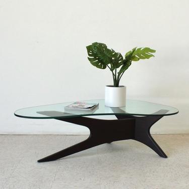 Modern Sculpted Boomerang Coffee Table in Espresso
