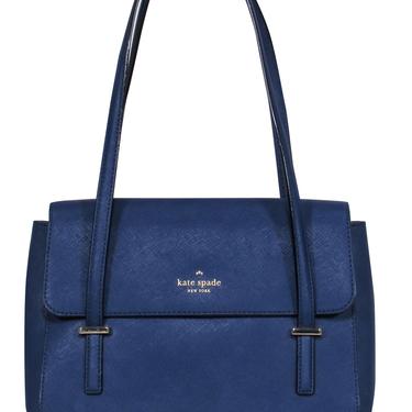 Kate Spade - Blue Textured Leather Flap Shoulder Bag