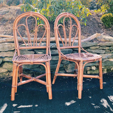 Bamboo Rattan Dining Chairs, set of 2 rattan chairs, pair of rattan dining chairs 