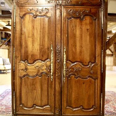 French Armoire Circa 1880 with Impressive Carving &amp; Hardware Details