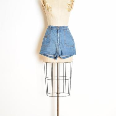 vintage 70s jean shorts denim high waisted boho hippie blue jean XS S womens 