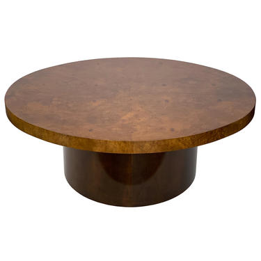 Oval Burl Wood Pedestal Coffee Table