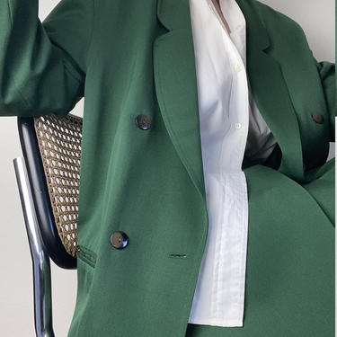 vintage wool deep green skirt suit size US 10 