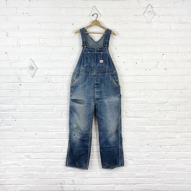Size 38x28 1/2 Vintage 1960s J.C. Penney’s Pay Day Distressed Overalls 3 