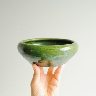 Vintage Green Ceramic Bonsai Pot or Change Dish, Mid Century Modern Planter Pot, Bonsai Planter, Small Green Ceramic Bowl 