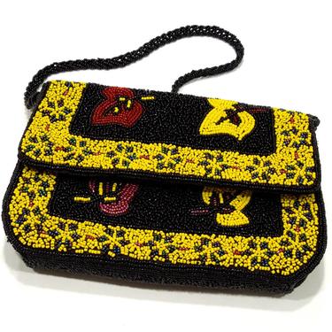 VINTAGE: Beaded Handbag Clutch - Colorful Bag - Evening Clutch - Purse - SKU 3-E1-00007376 