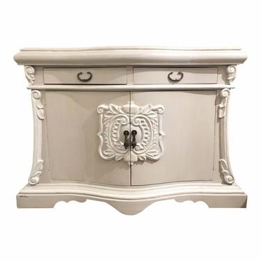 Large Hand Painted Transitional Gray Wood Door Chest