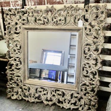 LARGE CARVED WOOD MIRROR