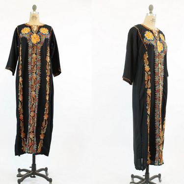 1970s embroidered caftan dress xs small medium | vintage dashiki | new in 