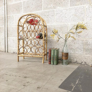 LOCAL PICKUP ONLY ----------- Vintage Rattan + Bamboo Wine Rack 
