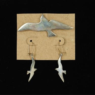 Sterling Silver Bird Earrings and Pin