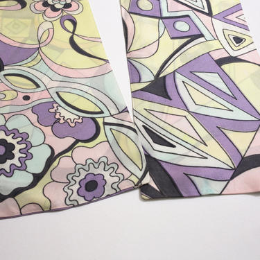 Psychedelic Vintage 60s 70s Pastel Psychedelic Pucci Style Patterned Print Long Scarf 