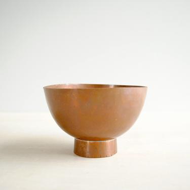 Vintage Hammered Copper Bowl, Small Copper Footed Dish 