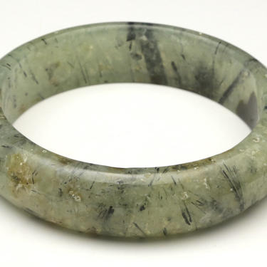 Solid Rutilated Green Quartz Stone Bangle Bracelet Collectible Beautiful 