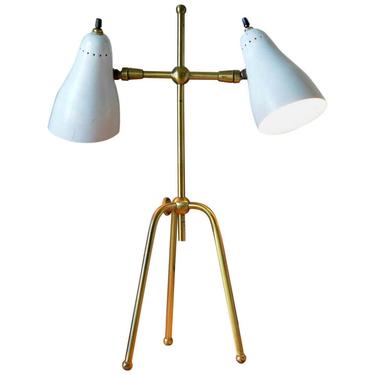 Vintage Italian Two-Arm Stilnovo Style Table Lamp, circa 1960