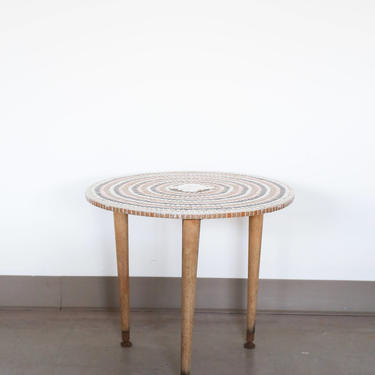 Vintage Round Tile Side Table 