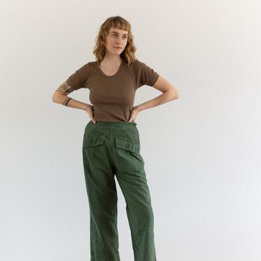 Vintage 24 25 26 Waist Olive Green Fatigues | 1940s Cargo Trousers | Army Pants | F301 