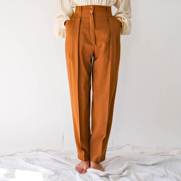 Vintage 80s LAUREL Marigold Wool Gabardine Avant Garde High Waisted Tapered Pants | Made in West Germany | 100% Wool | 1980s Designer Slacks 