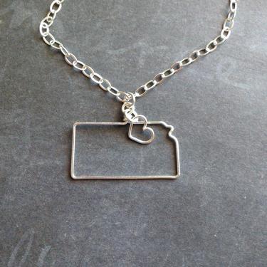 Kansas Necklace - Custom State Love Necklace - State Jewelry - Personalized Necklace - Kansas State - Silver or Gold Necklace 