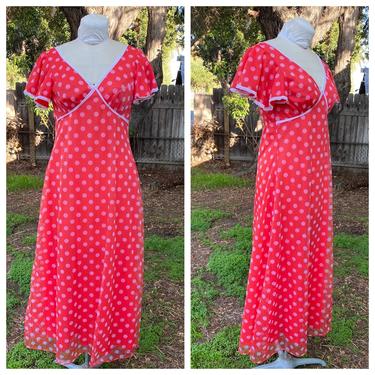 Vintage 1970’s Red Polka Dot Nightgown 