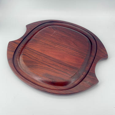 1980s Vintage Dansk Rosewood Cutting Board Mid-Century Scandinavian Modernist Kitchen Cookware Eye Tray Serving 
