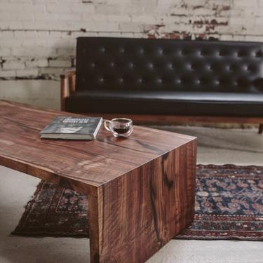 Claro Walnut Waterfall Coffee Table - Midcentury Modern Furniture 