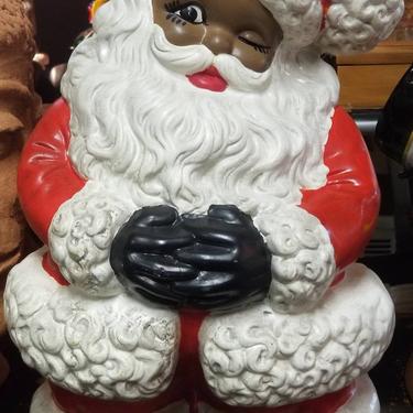 Vintage chalkware Black Santa 