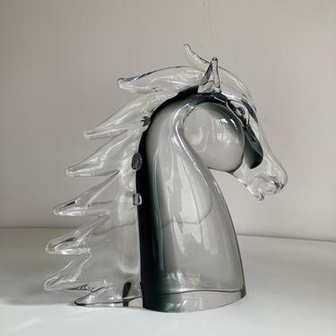 Vintage Murano Glass Horse Head Glass Stallion Sculpture 