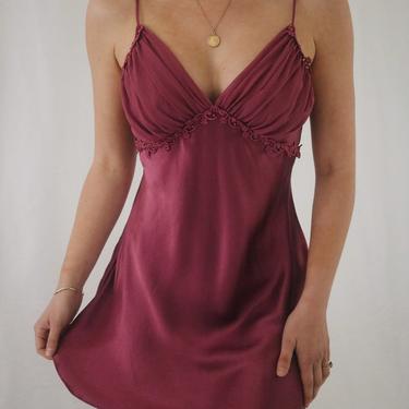 Vintage Berry Silk 1980’s Gold Label Victoria’s Secret Slip Dress - XS/S 