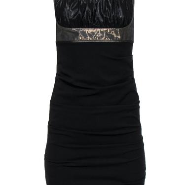 Nicole Miller - Black & Gold Ruched Empire Waist Bodycon Dress Sz 4