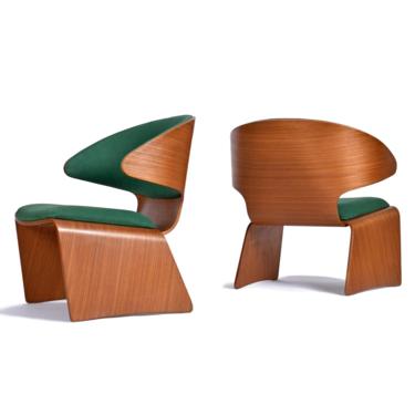 Pair of Original Hans Olsen for Frem Røjle Danish Teak Bikini Chairs 