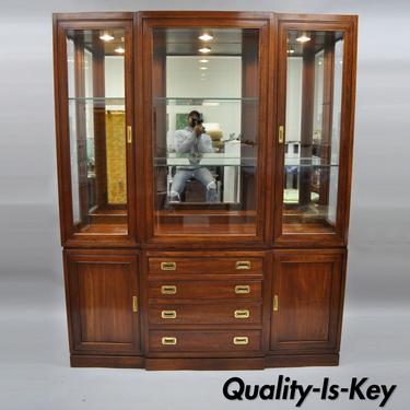 Ethan Allen Cherry Canova Campaign Style China Cabinet Cupboard Hutch Display