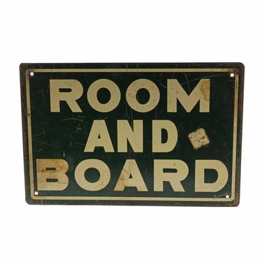 “Room and Board” metal sign