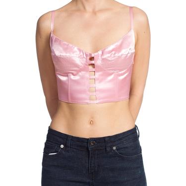 1990's-baby Pink Satin Gianni Versace Bra Top Buster Size: S 