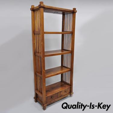 Tall Narrow Mission Arts &amp; Crafts Style Teak Wood Bookcase Book Shelf Stand