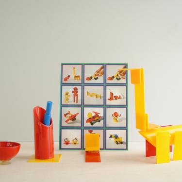 Vintage 1970s Modular Toy Set, Fun-Tas-Stik System Made in Israel to Create Multidimensional Objects from Plastic Shapes 