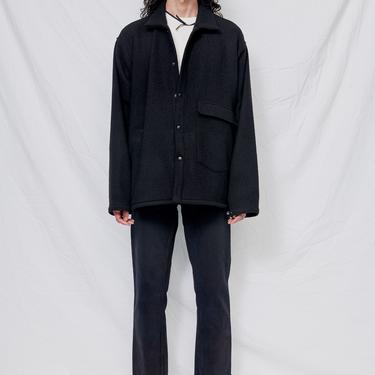 Black Wool Snap Shirtcoat