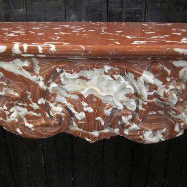 1970s Mixed Red, Gray &#038; White Marble Fireplace Mantel