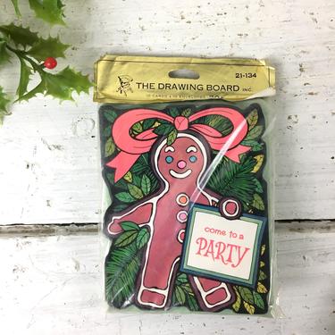 Gingerbread boy holiday party invitations by the Drawing Board - pkg of 10 - new old stock 