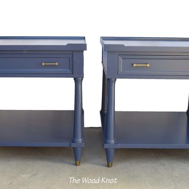 Italian Style Navy Blue Nightstands – A Pair