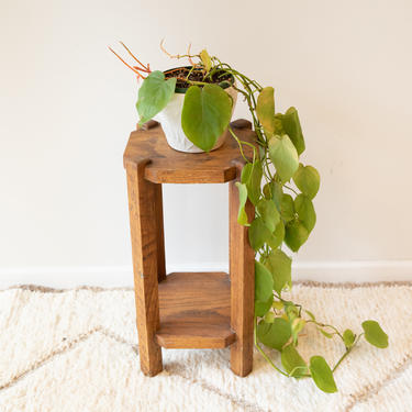 Vintage Solid Wood Side Accent Table / Plant Stand 