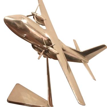 Nickel Stylized Twin Propeller Cargo Airplane Model