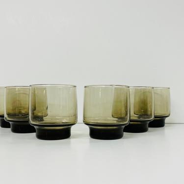 Vintage Libbey Tawny Accent Glasses / Rocks / Smoke Brown / Set of 4 / FREE SHIPPING 