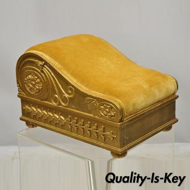 Vintage Italian Empire Style Gold Giltwood Swedish Gout Stool Footstool Ottoman