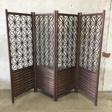 Vintage Three Panel Wood Screen