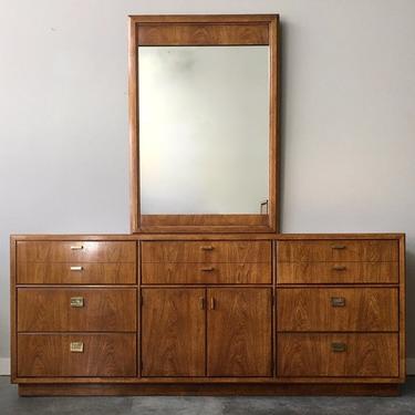 vintage mid century Drexel Consensus triple dresser with mirror.