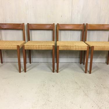 Set of 4 Teak Danish Cord Dining Chairs 