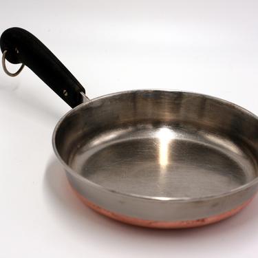 vintage revere ware 8&amp;quot; frying pan/double ring mark/copper clad bottom 